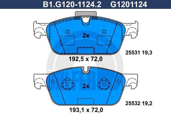 Galfer B1G12011242 Brake Pad Set, disc brake B1G12011242