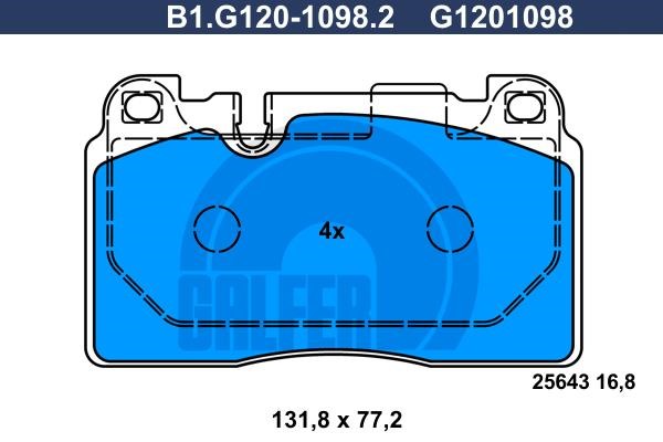 Galfer B1G12010982 Brake Pad Set, disc brake B1G12010982