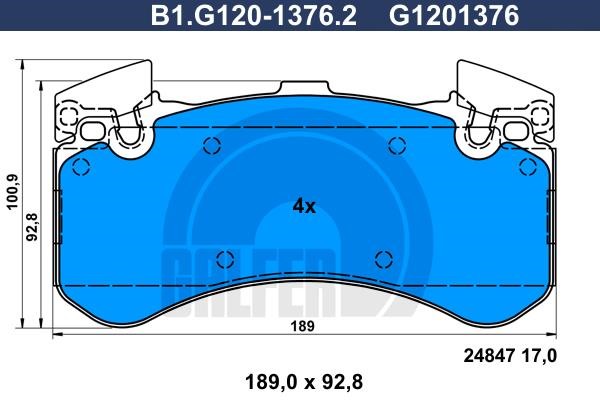 Galfer B1G12013762 Brake Pad Set, disc brake B1G12013762
