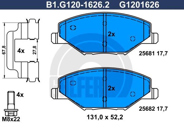 Galfer B1.G120-1626.2 Brake Pad Set, disc brake B1G12016262