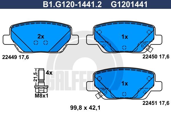 Galfer B1.G120-1441.2 Brake Pad Set, disc brake B1G12014412