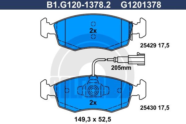 Galfer B1G12013782 Brake Pad Set, disc brake B1G12013782