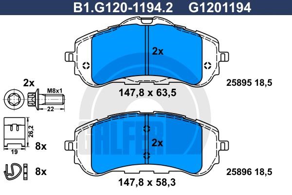 Galfer B1G12011942 Brake Pad Set, disc brake B1G12011942
