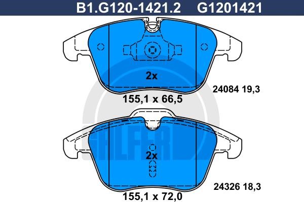 Galfer B1G12014212 Brake Pad Set, disc brake B1G12014212
