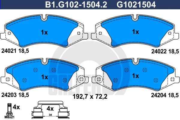 Galfer B1.G102-1504.2 Brake Pad Set, disc brake B1G10215042