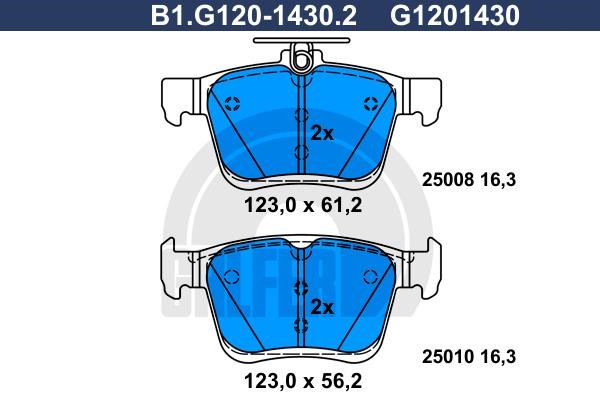 Galfer B1G12014302 Brake Pad Set, disc brake B1G12014302