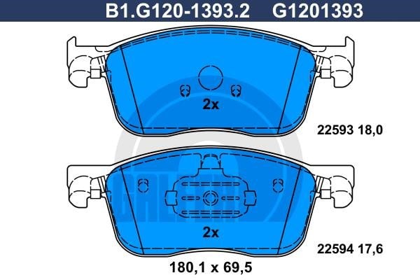 Galfer B1.G120-1393.2 Brake Pad Set, disc brake B1G12013932