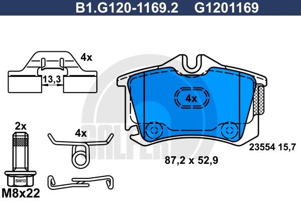 Galfer B1.G120-1169.2 Rear disc brake pads, set B1G12011692