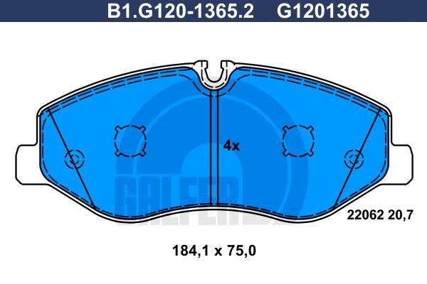 Galfer B1G12013652 Brake Pad Set, disc brake B1G12013652
