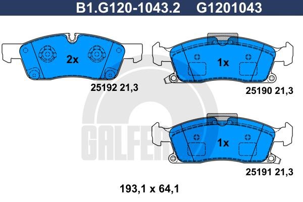 Galfer B1G12010432 Brake Pad Set, disc brake B1G12010432