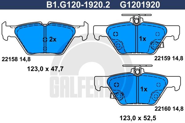 Galfer B1.G120-1920.2 Brake Pad Set, disc brake B1G12019202