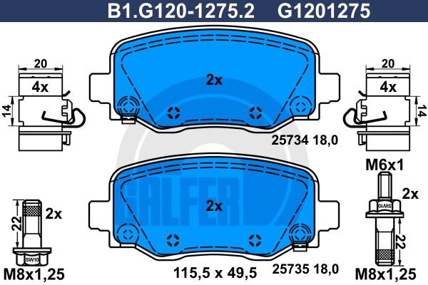 Galfer B1.G120-1275.2 Brake Pad Set, disc brake B1G12012752