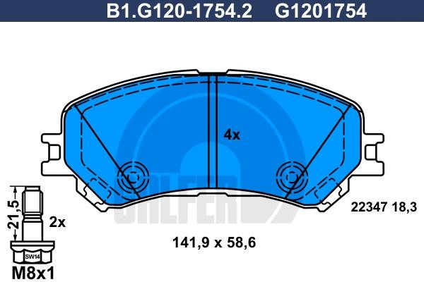 Galfer B1.G120-1754.2 Brake Pad Set, disc brake B1G12017542
