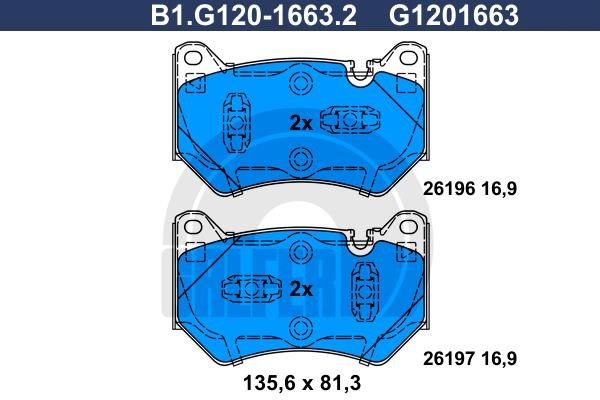 Galfer B1.G120-1663.2 Brake Pad Set, disc brake B1G12016632