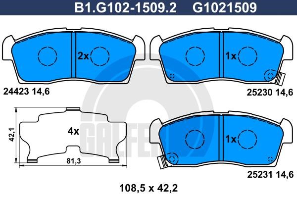Galfer B1.G102-1509.2 Brake Pad Set, disc brake B1G10215092