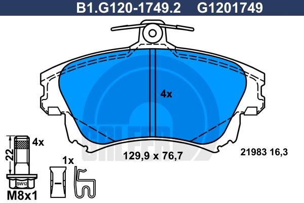 Galfer B1.G120-1749.2 Brake Pad Set, disc brake B1G12017492