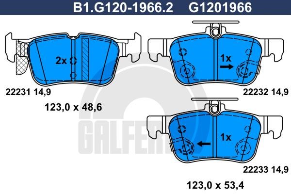 Galfer B1.G120-1966.2 Brake Pad Set, disc brake B1G12019662