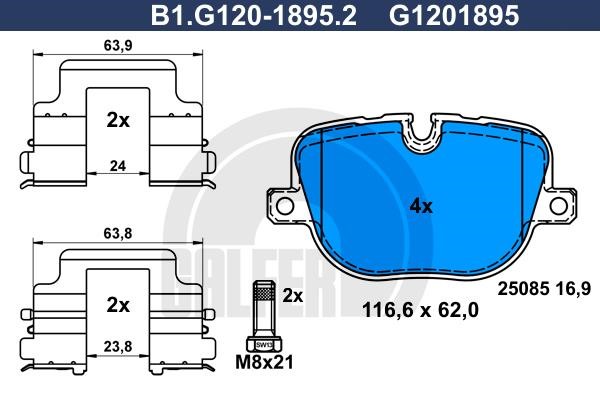 Galfer B1.G120-1895.2 Brake Pad Set, disc brake B1G12018952