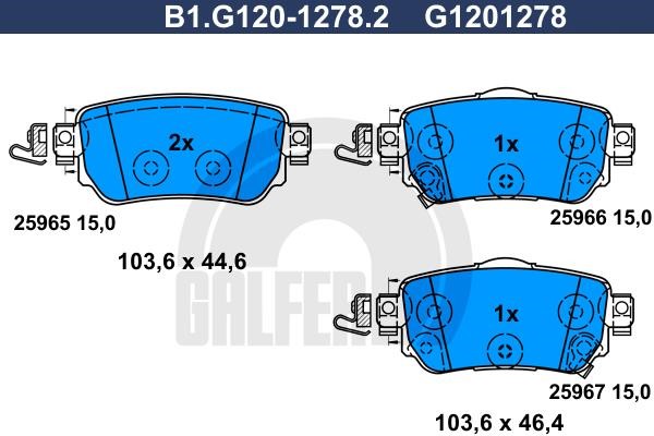 Galfer B1G12012782 Brake Pad Set, disc brake B1G12012782