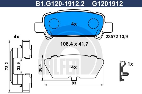 Galfer B1.G120-1912.2 Brake Pad Set, disc brake B1G12019122
