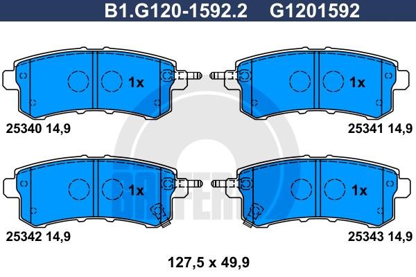 Galfer B1.G120-1592.2 Brake Pad Set, disc brake B1G12015922