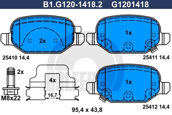 Galfer B1G12014182 Brake Pad Set, disc brake B1G12014182