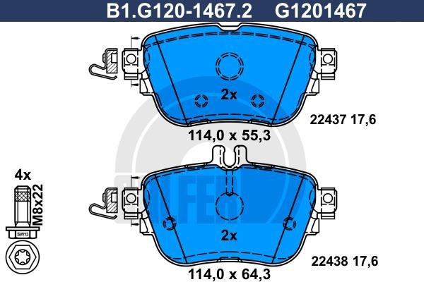Galfer B1.G120-1467.2 Brake Pad Set, disc brake B1G12014672