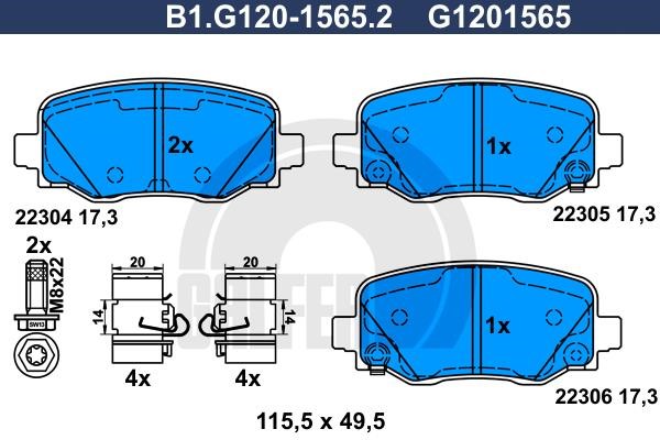 Galfer B1.G120-1565.2 Brake Pad Set, disc brake B1G12015652