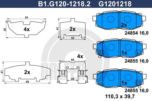Galfer B1.G120-1218.2 Brake Pad Set, disc brake B1G12012182