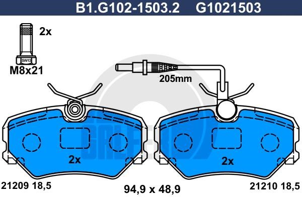 Galfer B1G10215032 Brake Pad Set, disc brake B1G10215032