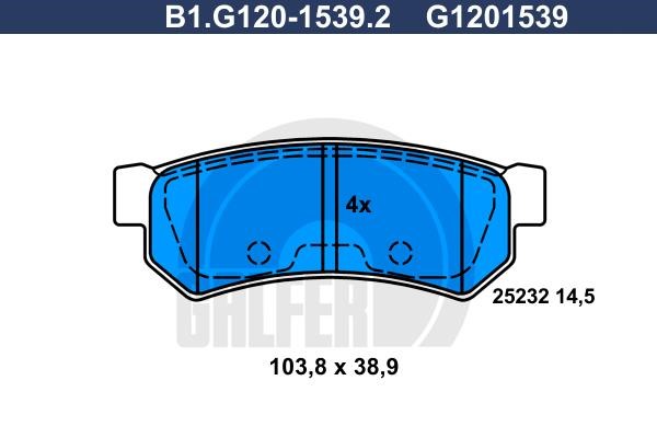 Galfer B1.G120-1539.2 Brake Pad Set, disc brake B1G12015392