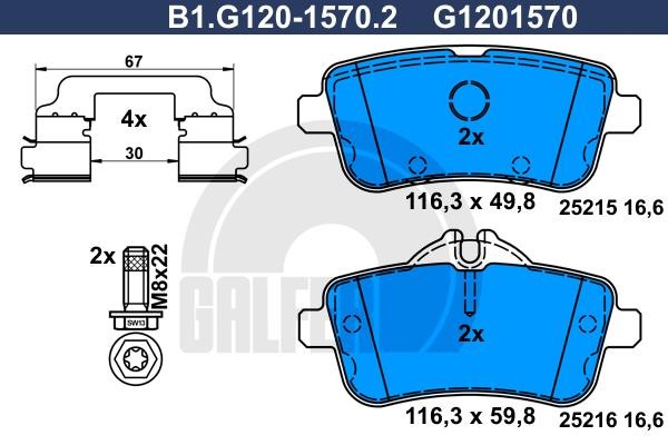 Galfer B1.G120-1570.2 Brake Pad Set, disc brake B1G12015702