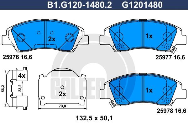 Galfer B1.G120-1480.2 Brake Pad Set, disc brake B1G12014802
