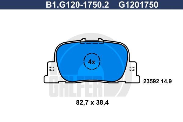Galfer B1.G120-1750.2 Brake Pad Set, disc brake B1G12017502