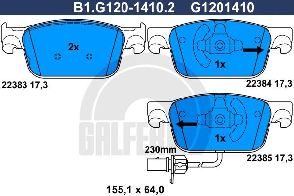 Galfer B1.G120-1410.2 Brake Pad Set, disc brake B1G12014102