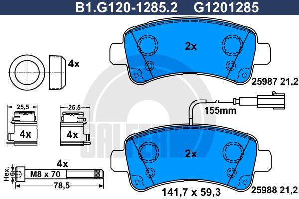 Galfer B1.G120-1285.2 Brake Pad Set, disc brake B1G12012852