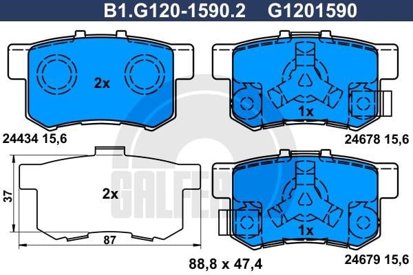 Galfer B1.G120-1590.2 Brake Pad Set, disc brake B1G12015902