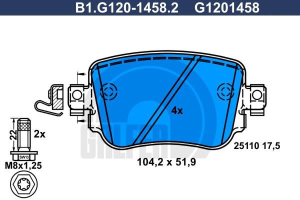 Galfer B1.G120-1458.2 Brake Pad Set, disc brake B1G12014582