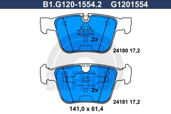 Galfer B1.G120-1554.2 Brake Pad Set, disc brake B1G12015542