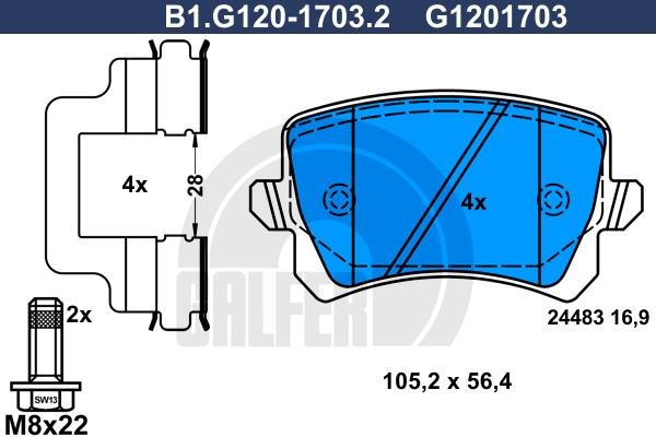 Galfer B1.G120-1703.2 Brake Pad Set, disc brake B1G12017032
