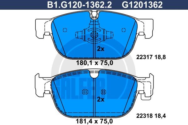 Galfer B1.G120-1362.2 Brake Pad Set, disc brake B1G12013622