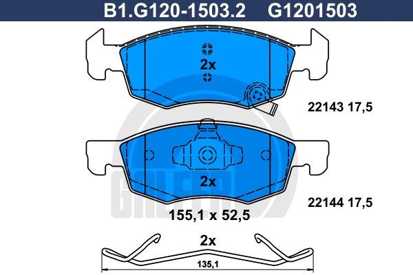 Galfer B1.G120-1503.2 Brake Pad Set, disc brake B1G12015032