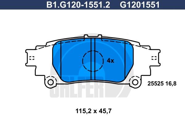 Galfer B1.G120-1551.2 Brake Pad Set, disc brake B1G12015512