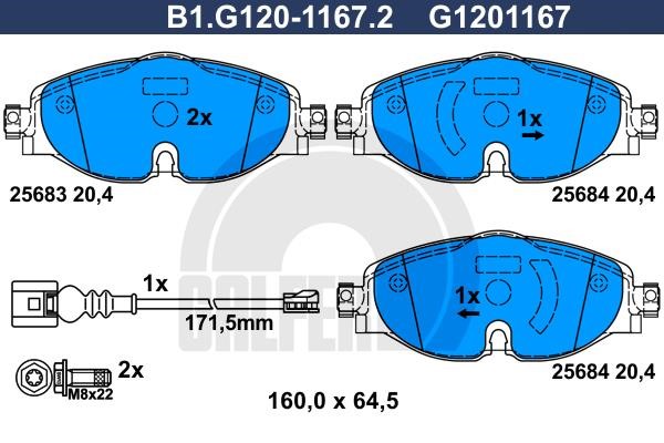 Galfer B1G12011672 Brake Pad Set, disc brake B1G12011672