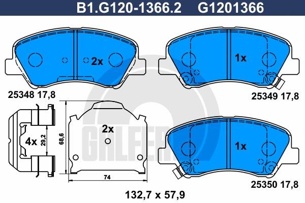 Galfer B1G12013662 Brake Pad Set, disc brake B1G12013662