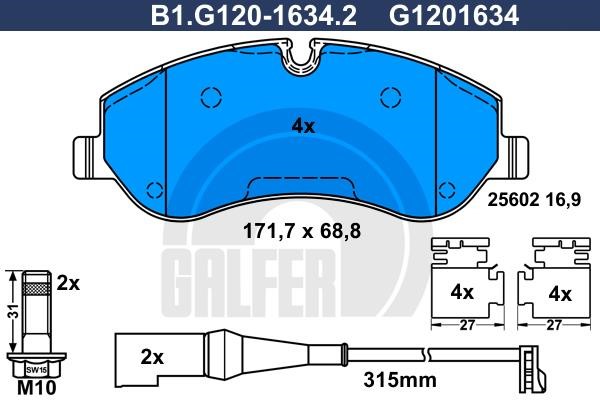 Galfer B1.G120-1634.2 Brake Pad Set, disc brake B1G12016342
