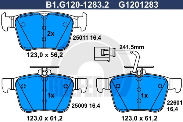 Galfer B1G12012832 Brake Pad Set, disc brake B1G12012832