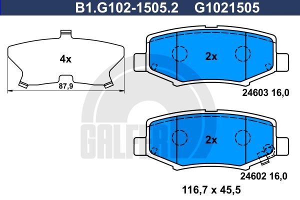 Galfer B1G10215052 Brake Pad Set, disc brake B1G10215052