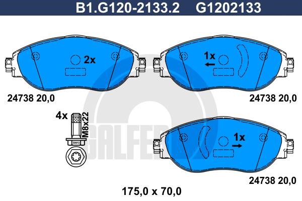 Galfer B1.G120-2133.2 Brake Pad Set, disc brake B1G12021332