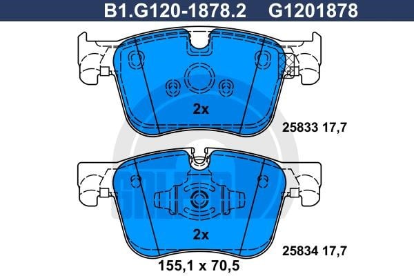 Galfer B1.G120-1878.2 Brake Pad Set, disc brake B1G12018782